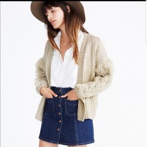 Madewell fringe cable knit sweater- size S
